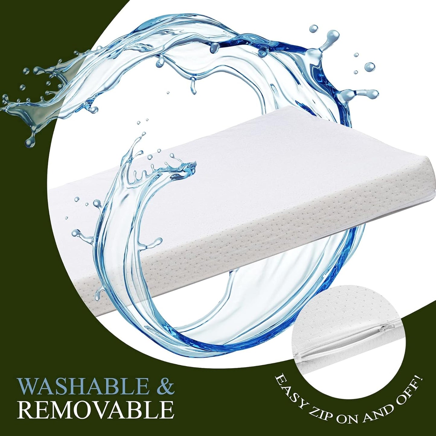 Organic Cotton Pack n Play Topper | CertiPUR-US Baby Mattress Pad for Portable Toddler Bed & Playard w/Washable Waterproof Cover, Soft Ventilated Foam Padding, Nonslip Bottom, Travel Strap | 41x29x1